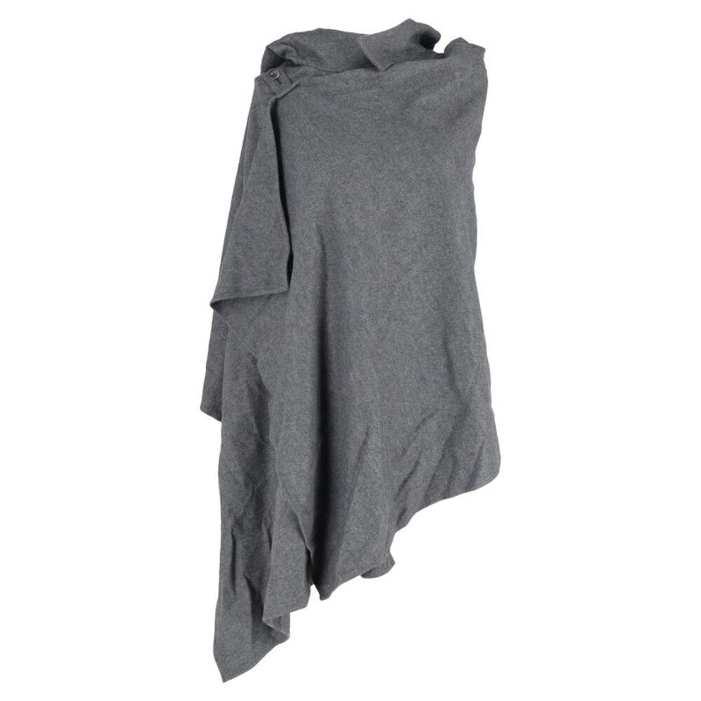 Yohji Yamamoto Hooded Poncho Cape in Grey Wool